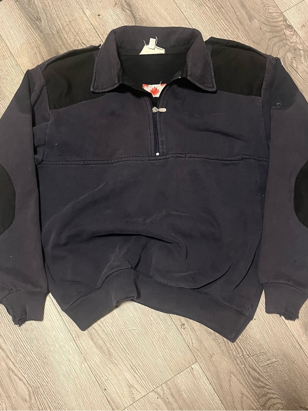 Vintage 90’s Firefighter Navy and Black Half-Zip Sweater